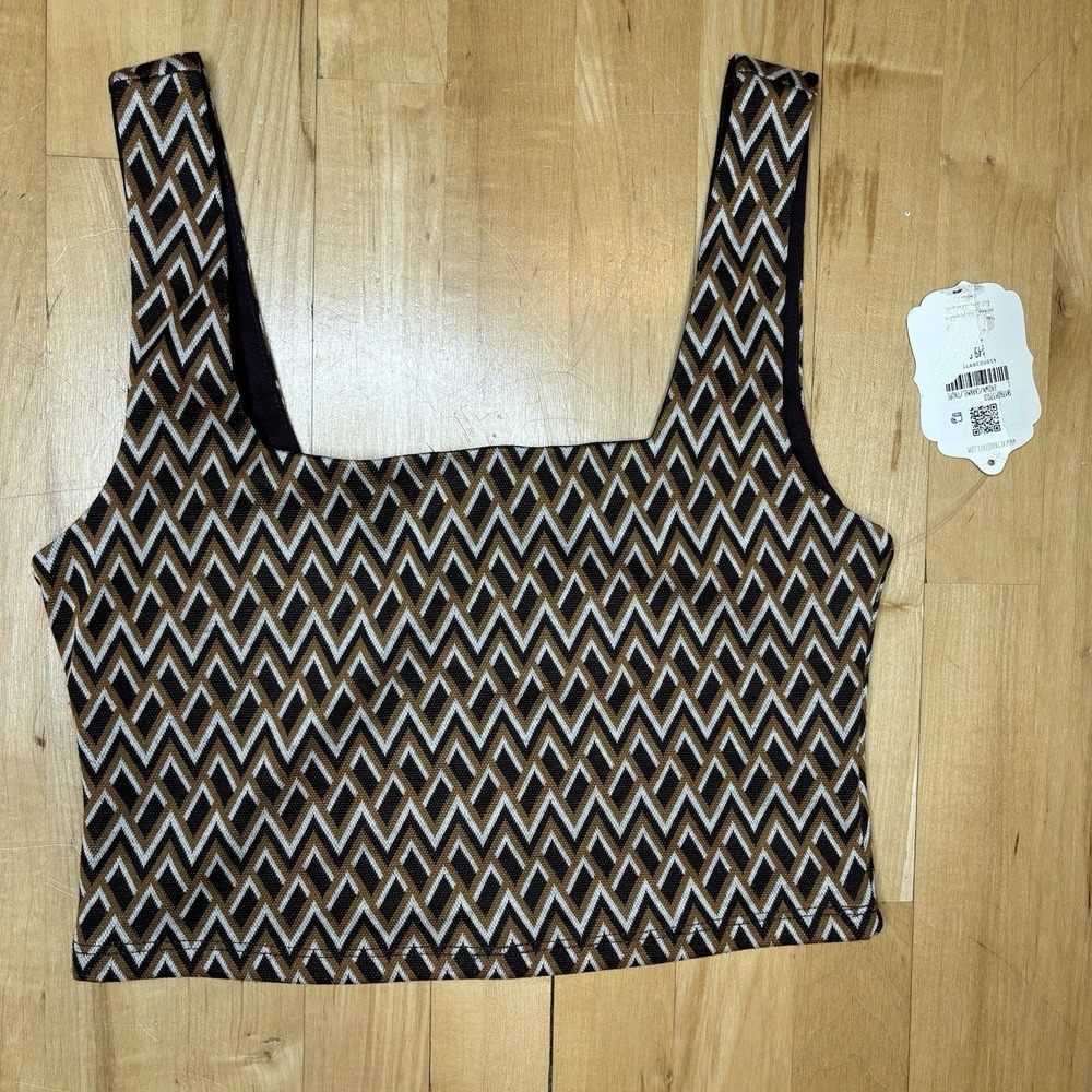 Y2K Grunge Altar'd State Large Tank Top Brown Southwest Hippie 70s Crop